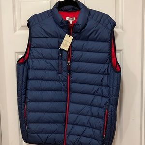 NWT Peter Millar, Crown Elite Light men’s XL down vest. Navy and Blue.